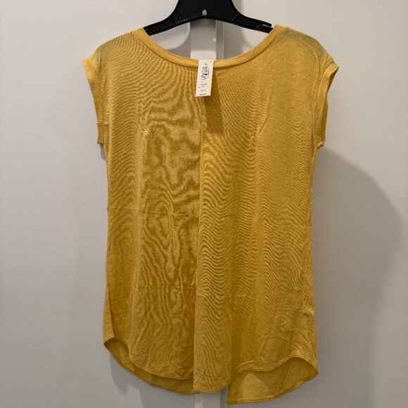 Aritzia Wilfred Yellow Anvers T shirt Split Back Cotton Tee Capsleeve Top XXS XS - Picture 5 of 13